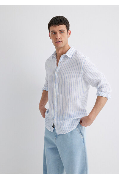 Mavi Ριγέ λινό πουκάμισο Regular Fit / Normal Cut 0211633-90794