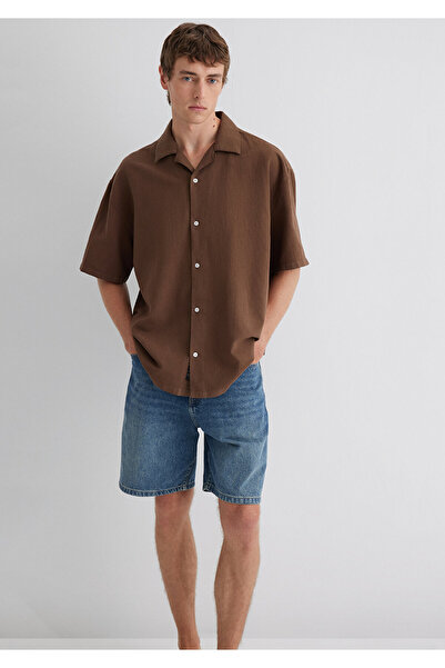 Mavi Πουκάμισο από λινό μείγμα καφέ oversized / Φαρδιά κοπή 0210679-89330