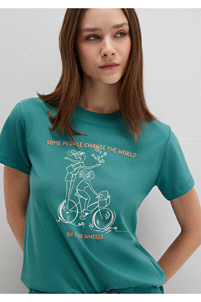 Mavi Bicycle Printed Green T-Shirt Semi Slim Fit / Semi Slim Fit 1613465-71913
