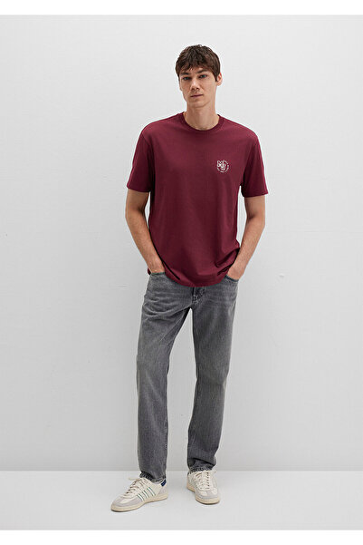 Mavi Mj Logo Printed Burgundy T-Shirt Loose Fit / Loose Relaxed Fit 0612839-70394