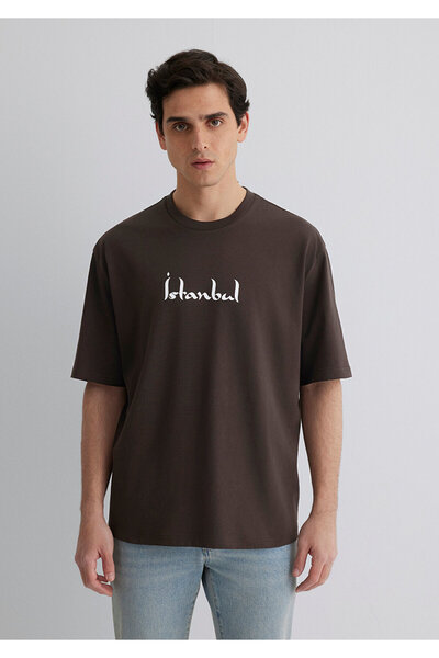 Mavi Ιστορόποντο εμπριμέ καφέ μπλουζάκι Relaxed Fit / Άνετη εφαρμογή 0612999-70219