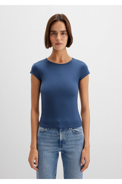 Mavi Navy Blue Polyamide T-Shirt Fitted / Fitted Cut 1613500-70718