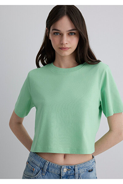 Mavi Green Crop Basic T-Shirt Crop / Short Cut 1613072-71759