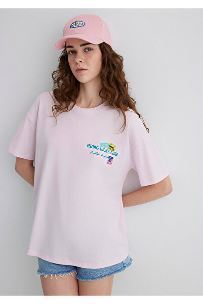 Mavi Capri Nakışlı Pembe Şapka 1913313-17865