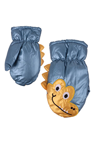 İşnar Çocuk Kar Eldiven İndigo Gold Parmaksız Kar Eldiveni 2-4 Yaş Timsah Desenli Model 4114-5841