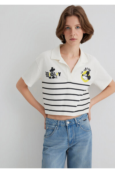Mavi Mickey Mouse Printed Striped T-Shirt Regular Fit / Regular Cut 1612853-85308