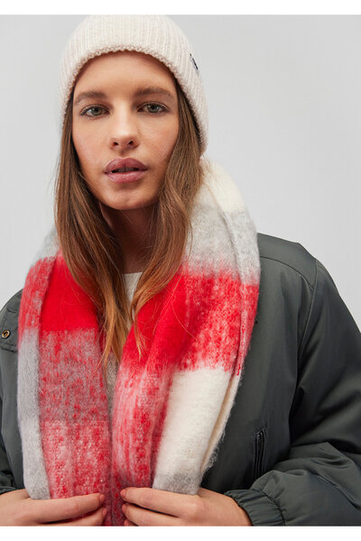 Mavi Karierter Schal mit Quasten 1911735-33099