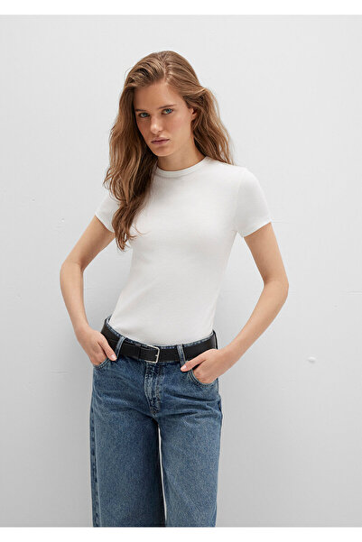 Mavi Tricou de bază alb cu croială mulată 1613081 -70057