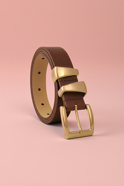 Milleniva Asimetrik Gold Köprülü Kahve Kadın Kemer