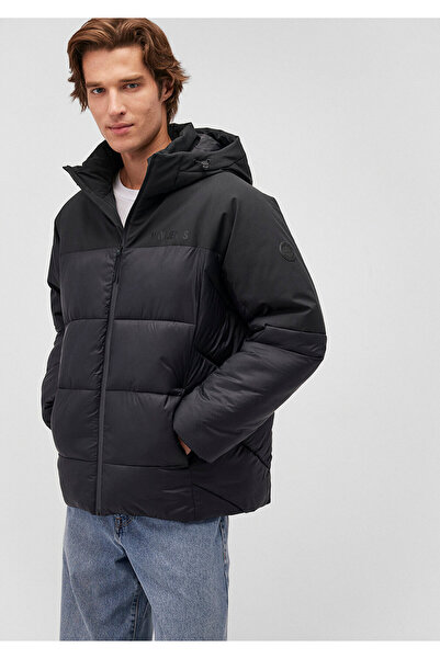 Mavi Μαύρο πουπουλένιο παλτό με κουκούλα 0110464 -900