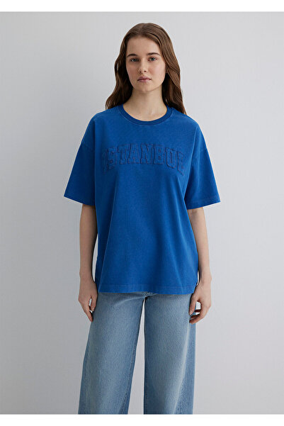 Mavi Tricou albastru cu imprimeu Istanbul Oversize / Wide Cut 1613219 -88121