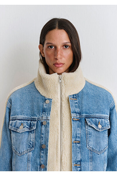 Mavi Jachetă de blugi din blană artificială albastru deschis Rubina anilor 90 1110278 -88589