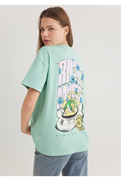 Mavi Rick and Morty Green T-Shirt Loose Relaxed Fit 1613256 -71732
