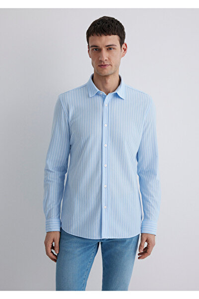 Mavi Смугаста синя сорочка Slim Fit / вузький крій 0211404-89506