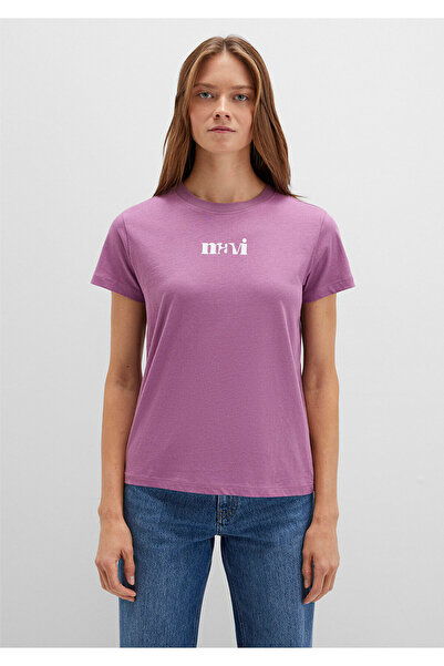 Mavi Μωβ μπλουζάκι με στάμπα κανονική εφαρμογή 1612241 -70987