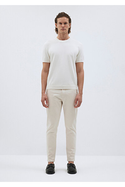 Mavi Ekru Kısa Kollu Kazak Fitted / Vücuda Oturan Kesim 0710250-70058