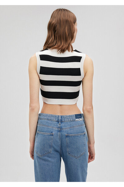 Mavi Striped Crop Knitwear Top - Fitted Cut1710098-85407