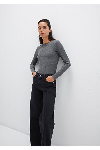 Mavi Μακρυμάνικο Anthracite Basic T-Shirt Εφαρμοσμένο / Κομμένο στο σώμα 1612817 -83096