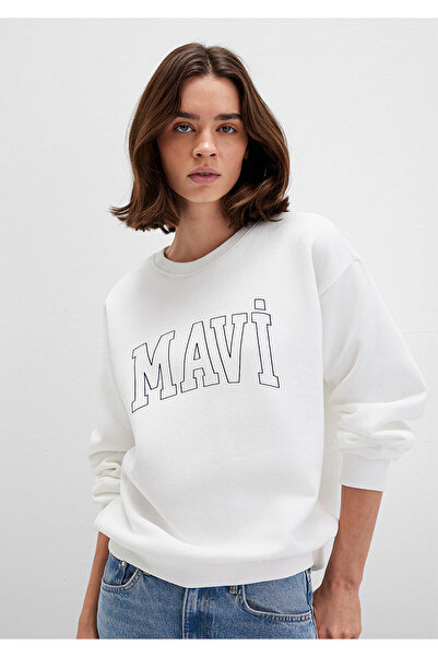 Mavi Weißes Sweatshirt mit Logo-Aufdruck1611192-70057