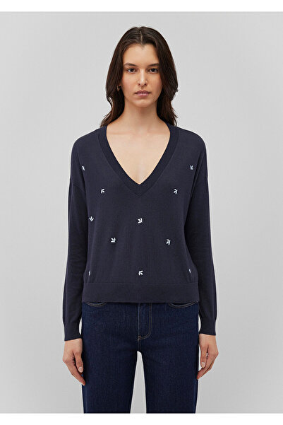 Mavi V Yaka Lacivert Kazak Regular Fit / Normal Kesim 1710507-86623