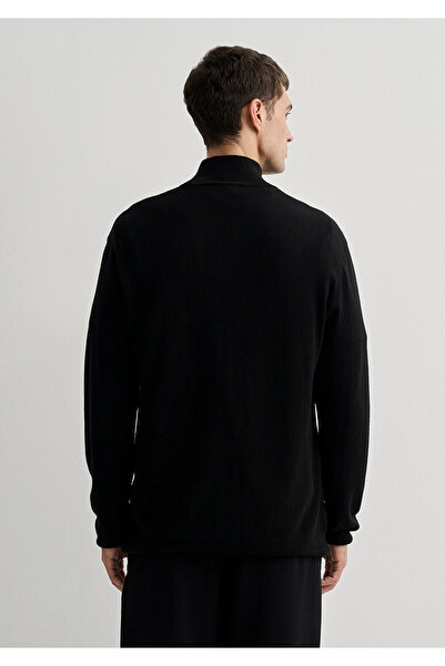 Mavi Μαύρο κασμίρ πουλόβερ με κανονική εφαρμογή με ημιφερμουάρ - 0710247 -900