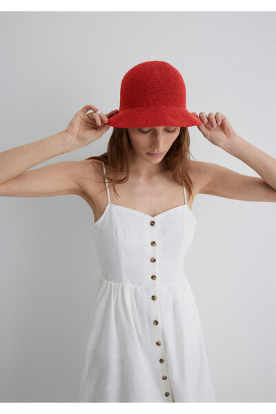 Mavi Red Straw Bucket Hat 1910080 -86417