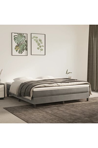 vidaxl Box Spring Bed Frame Light Grey 180x200 cm Super King Velvet