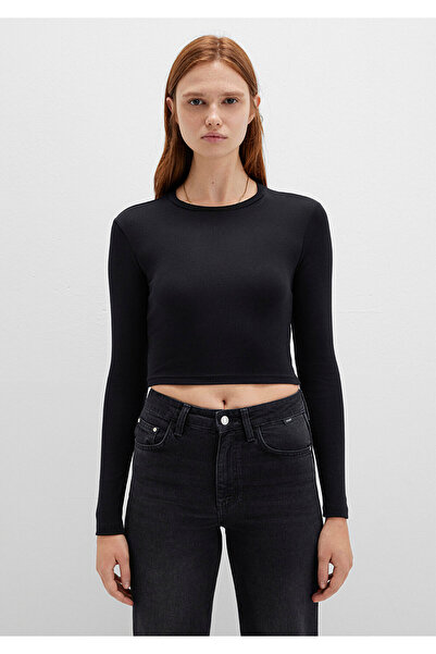 Mavi Μακρυμάνικο μαύρο Crop Basic T-Shirt Crop / Κοντό κόψιμο 1612822-900