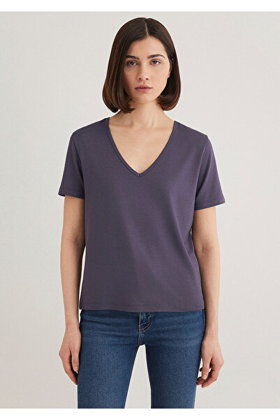 Mavi V-Neck Purple Basic T-Shirt Regular Fit / Regular Fit 1612381 -87111