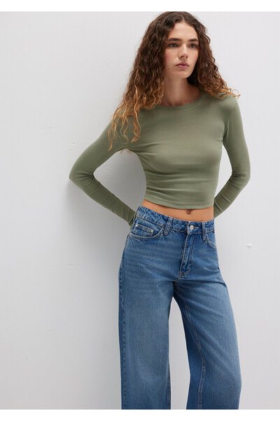 Mavi Μακρυμάνικο Χακί Μπλουζάκι Crop Basic / Κοντό κόψιμο 1612822-71818