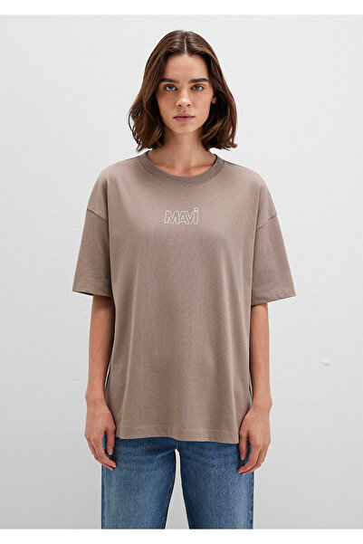 Mavi Béžové tričko Oversize / Široký střih s logem 1611592-70364