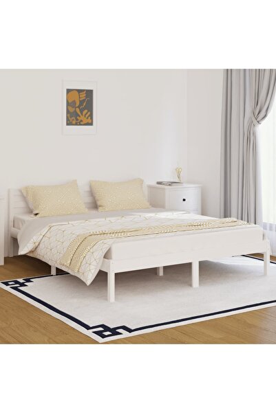 vidaxl Bed Frame without Mattress Solid Wood Pine 160x200cm White