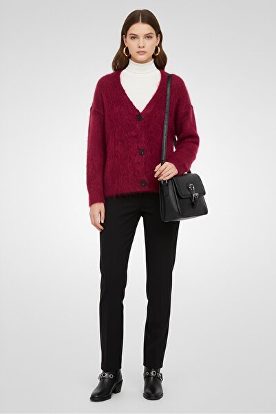 Hugo Boss Women Knitted Button Detail Cardigan, Maroon