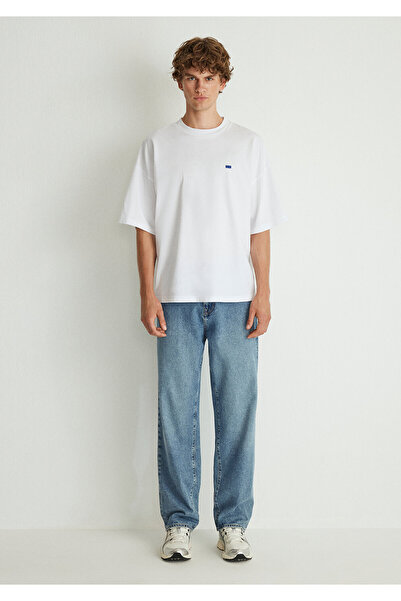 Mavi Crew Neck Basic fehér póló Oversize / széles szabású0611931-620