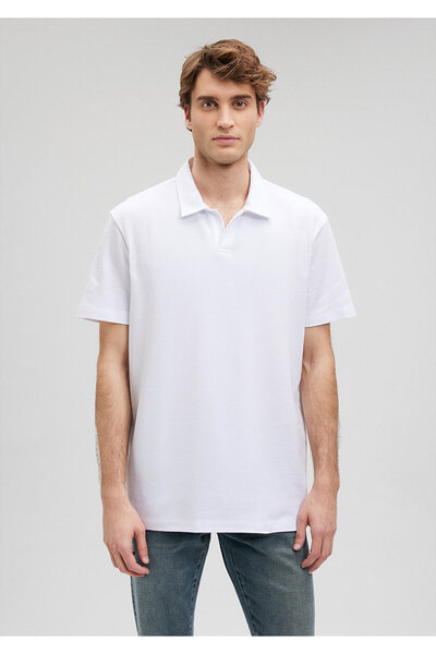 Mavi Locker geschnittenes weißes Polo-T-Shirt -0611904-620