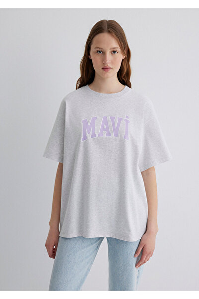 Mavi Graues T-Shirt mit Logo-Print, Übergröße/weiter Schnitt1600843-85438