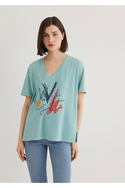 Mavi Bedrucktes Istanbul-T-Shirt, reguläre Passform / normaler Schnitt, 1601176-34078