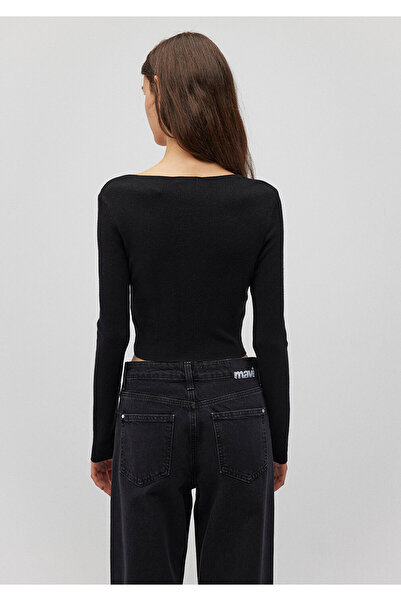 Mavi Pulover negru cu decolteu în V Crop / Croială scurtă 1710122 -900