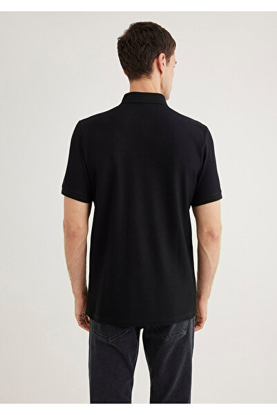 Mavi Strukturiertes schwarzes Polo-T-Shirt Slim Fit / Slim Fit 0610305 -900