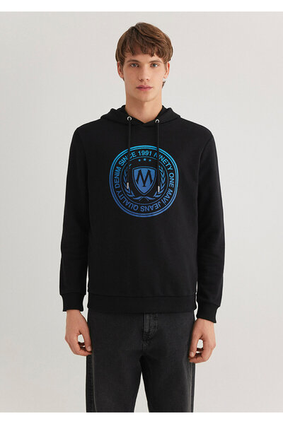 Mavi Μαύρο Φούτερ με κουκούλα - Λογότυπο Σφραγίδα τυπωμένο 0611721 -900