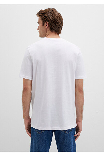 Mavi Weißes T-Shirt mit normaler Passform und Istanbul-Aufdruck -067114-620