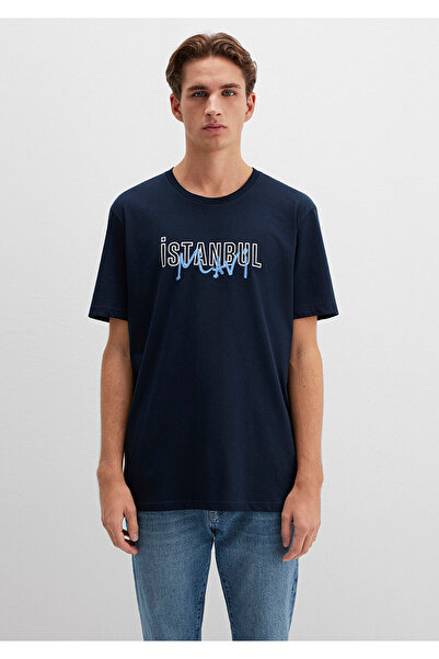 Mavi Темно-синій Стамбул з принтом Tisort Regular Fit 06711434319
