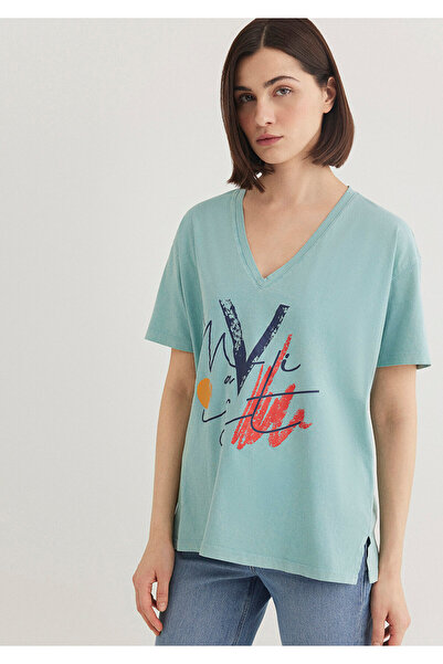 Mavi Bedrucktes Istanbul-T-Shirt, reguläre Passform / normaler Schnitt, 1601176-34078