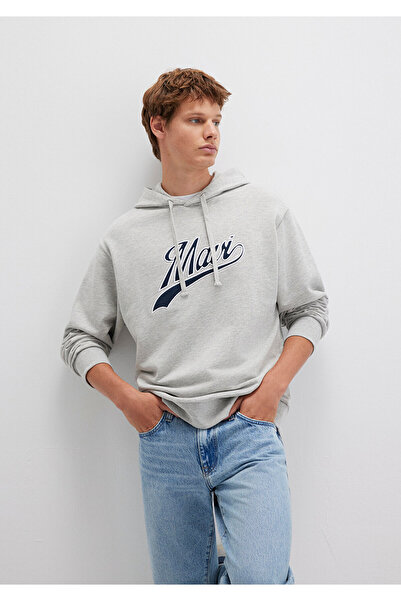 Mavi Γκρι φούτερ με κουκούλα με λογότυπο 0S10469-80018