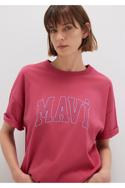 Mavi Rosafarbenes T-Shirt mit Logo-Print, reguläre Passform / normaler Schnitt 1611193-70931