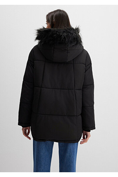 Mavi Faux Fur Detailed Black Puffer Coat 1110100-900