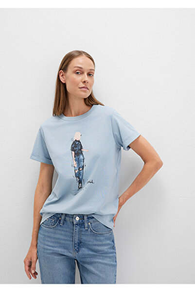 Mavi Tricou Istanbul cu imprimeu pentru fete din denim, cu croiala normală / croială normală 1610222-70816