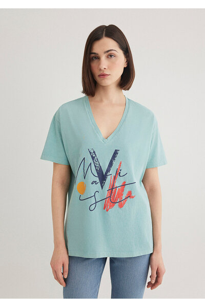 Mavi Bedrucktes Istanbul-T-Shirt, reguläre Passform / normaler Schnitt, 1601176-34078