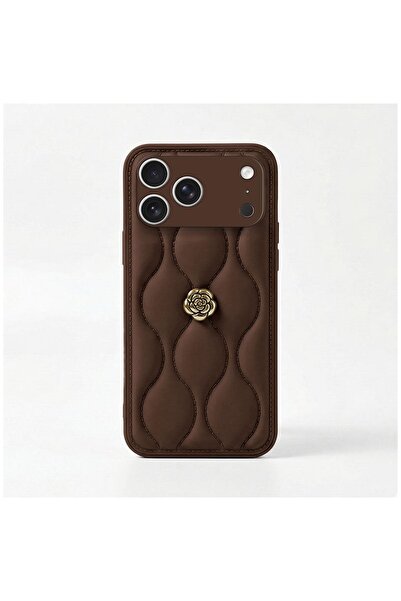 Zebana Apple iPhone 17 Pro Max Compatible Case Camellia Leather Case Brown
