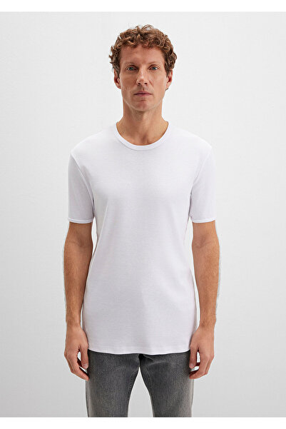 Mavi Weißes, figurbetontes T-Shirt mit Rippenmuster - 063747 -620